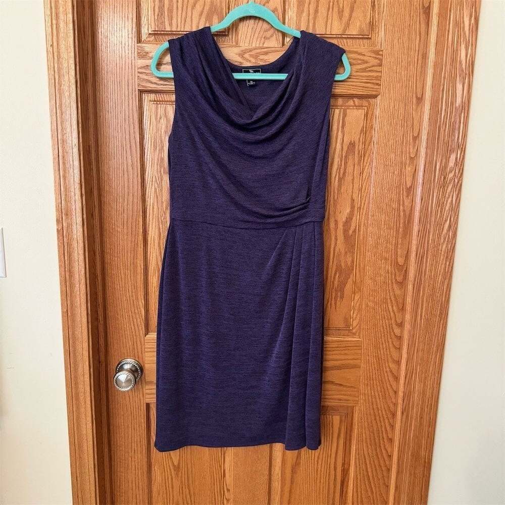 American Living Dress Womens Size 14 Purple Sleeveless Cowl Neck Ruched